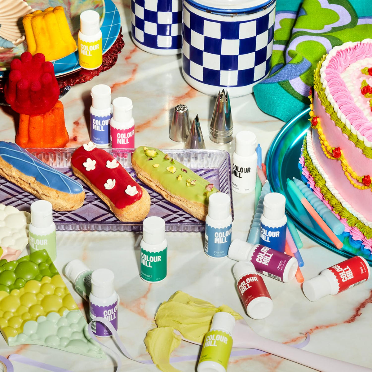 Colour Mill oil-based coloring buttercream color swatch for bold, true hues