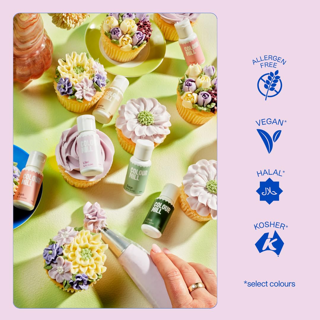 Premium oil-based recipe colors ideal for cake decorating and desserts.
