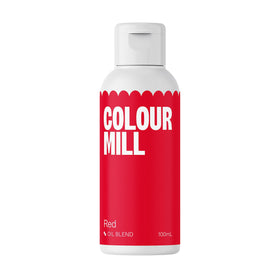 Colour Mill oil-based red bottle for vibrant icing results.