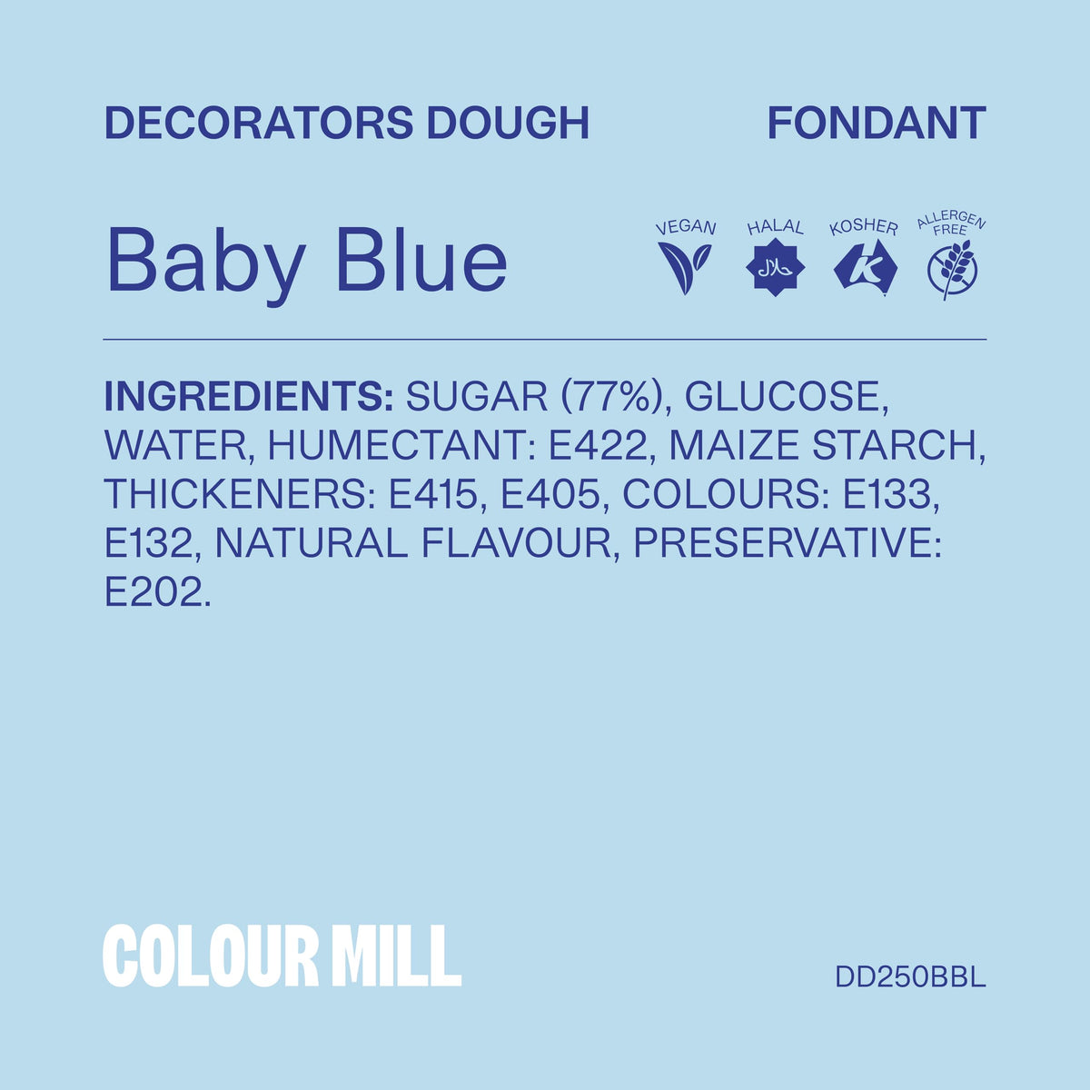 Colour Mill Baby Blue covers cakes with clean edges