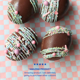 Colour Mill oil-blend pastel Easter set ganache close-up shows streak-free blending and glossy finish.