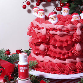 Colour Mill red oil-based color blends into chocolate for smooth ganache.