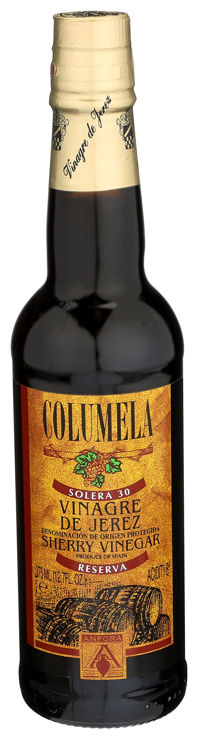 Columela 30 Year Sherry Vinegar bottle pour adds depth to dressings.