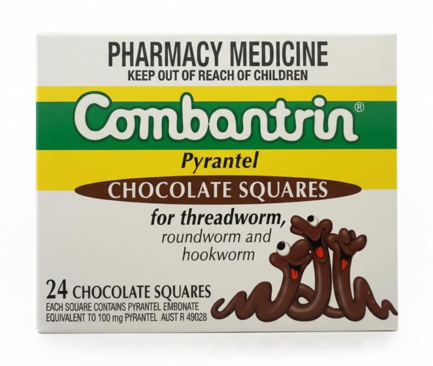 Combantrin chocolate squares 24-pack for convenient at-home enjoyment