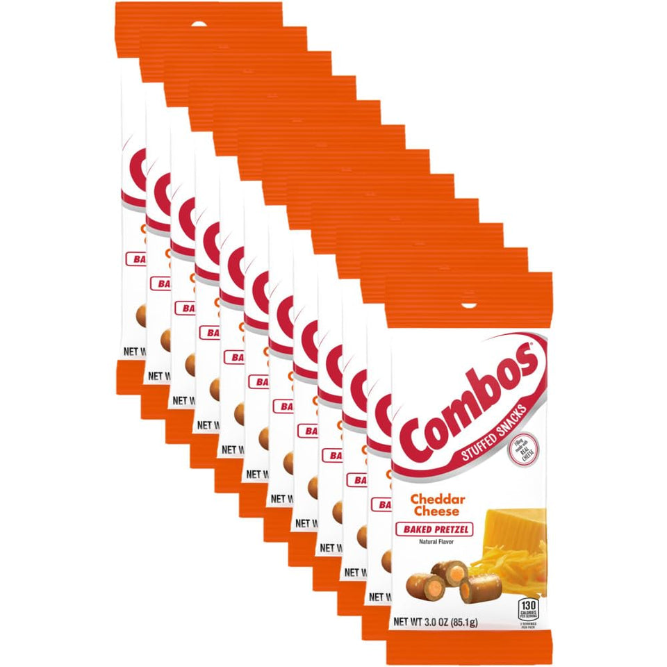 Combos cheddar cheese pretzel bites in a bag for on-the-go snacking.