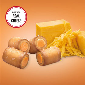 Close-up of Combos cheddar cheese filling in pretzel bites