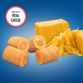 Combos Cheddar Crackers oven-baked crackers close-up, creamy cheddar filling.