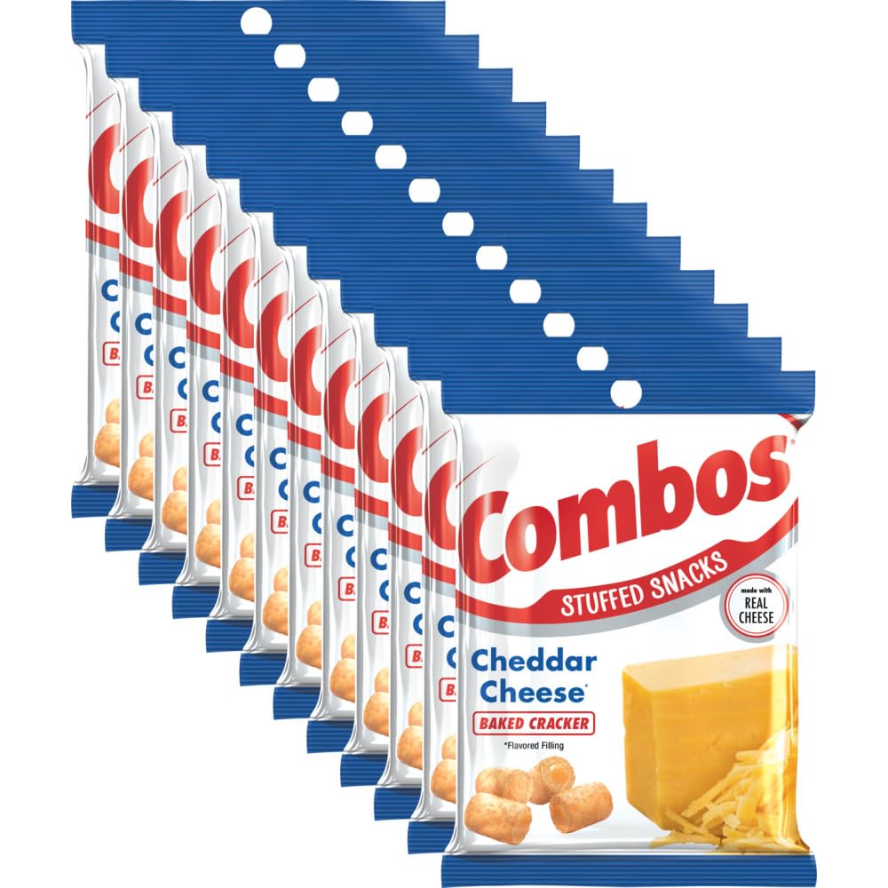 Combos Cheddar Crackers snack pack hero, portable and satisfying for quick lunches.