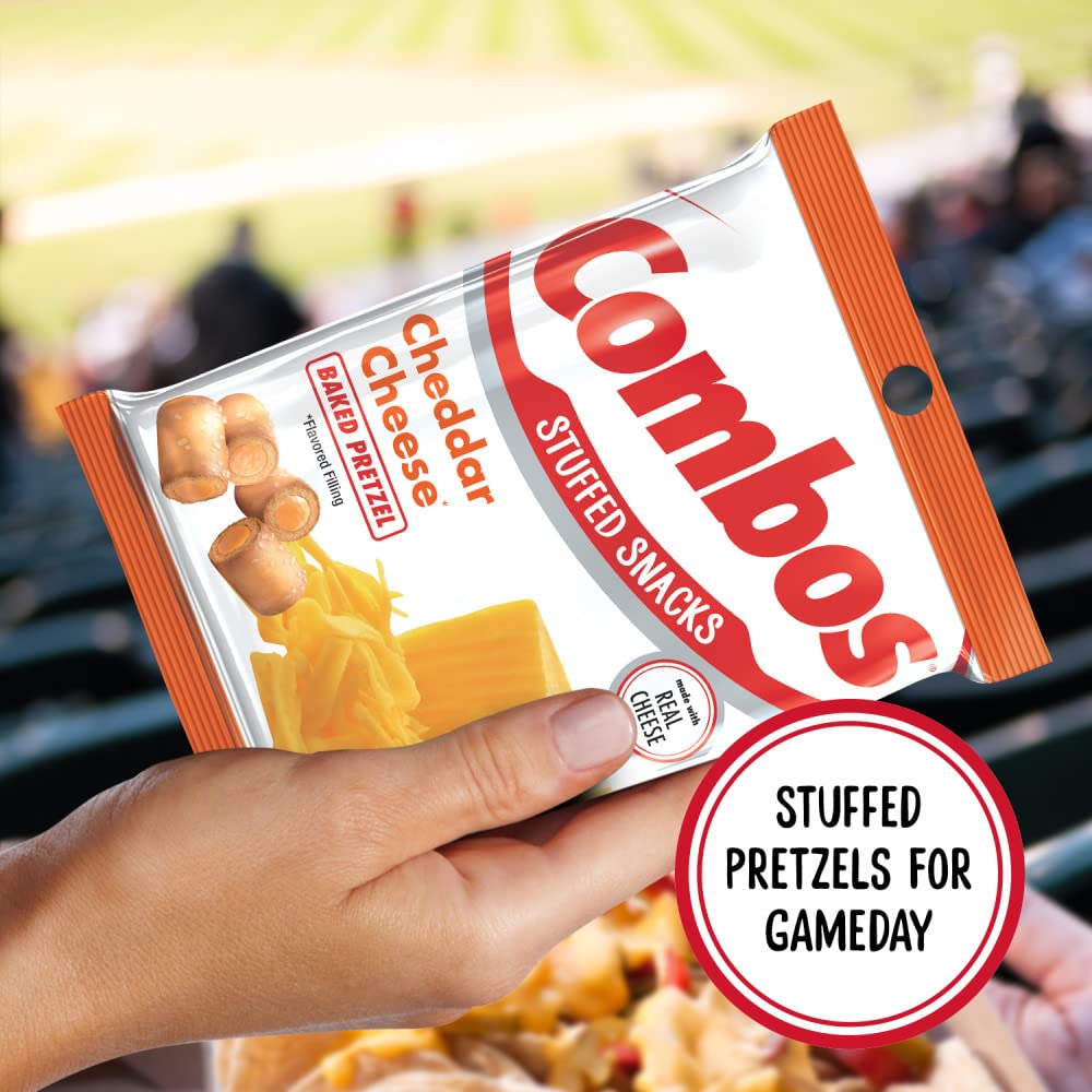COMBOS cheddar pretzel nutrition label on bag