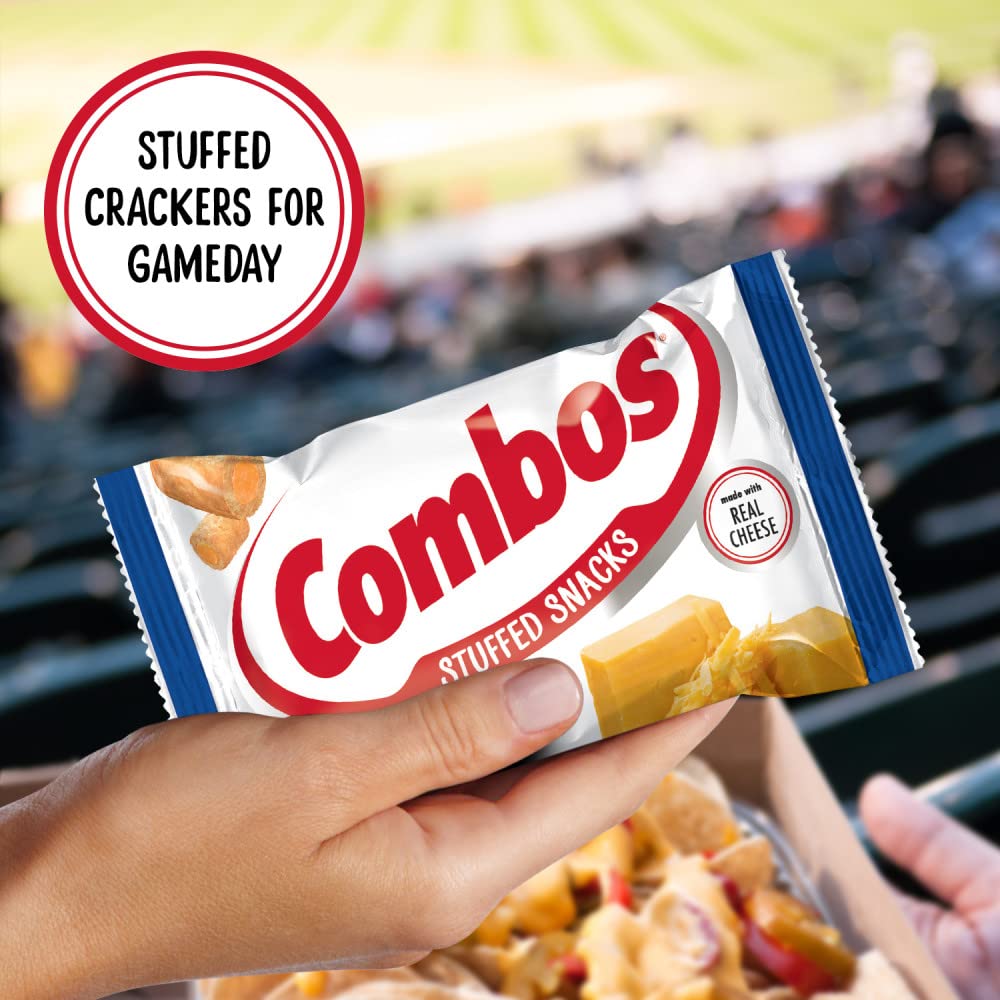 Combos crunchy pretzel snacks inside showing texture and bite
