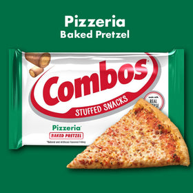 Combos Pizzeria Pretzel bags closeup with crispy baked texture and cheese filling