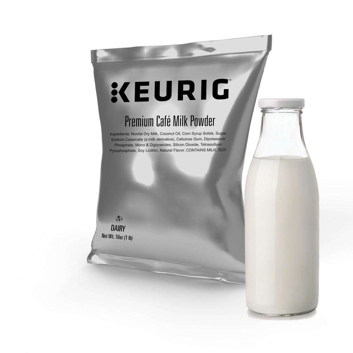 Keurig commercial brewer with milk powder ready for service