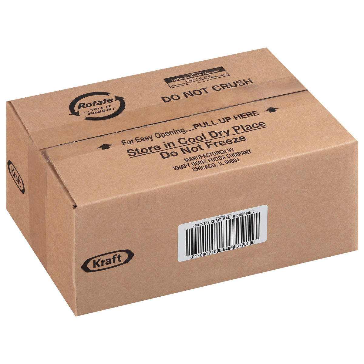 Commercial kitchen display featuring Kraft Ranch packets for catering and delivery.