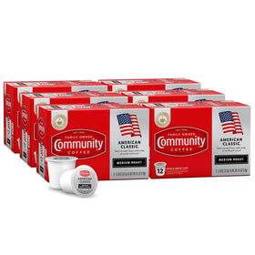Community Coffee American Classic 72-count pods pack ready for quick brewing.