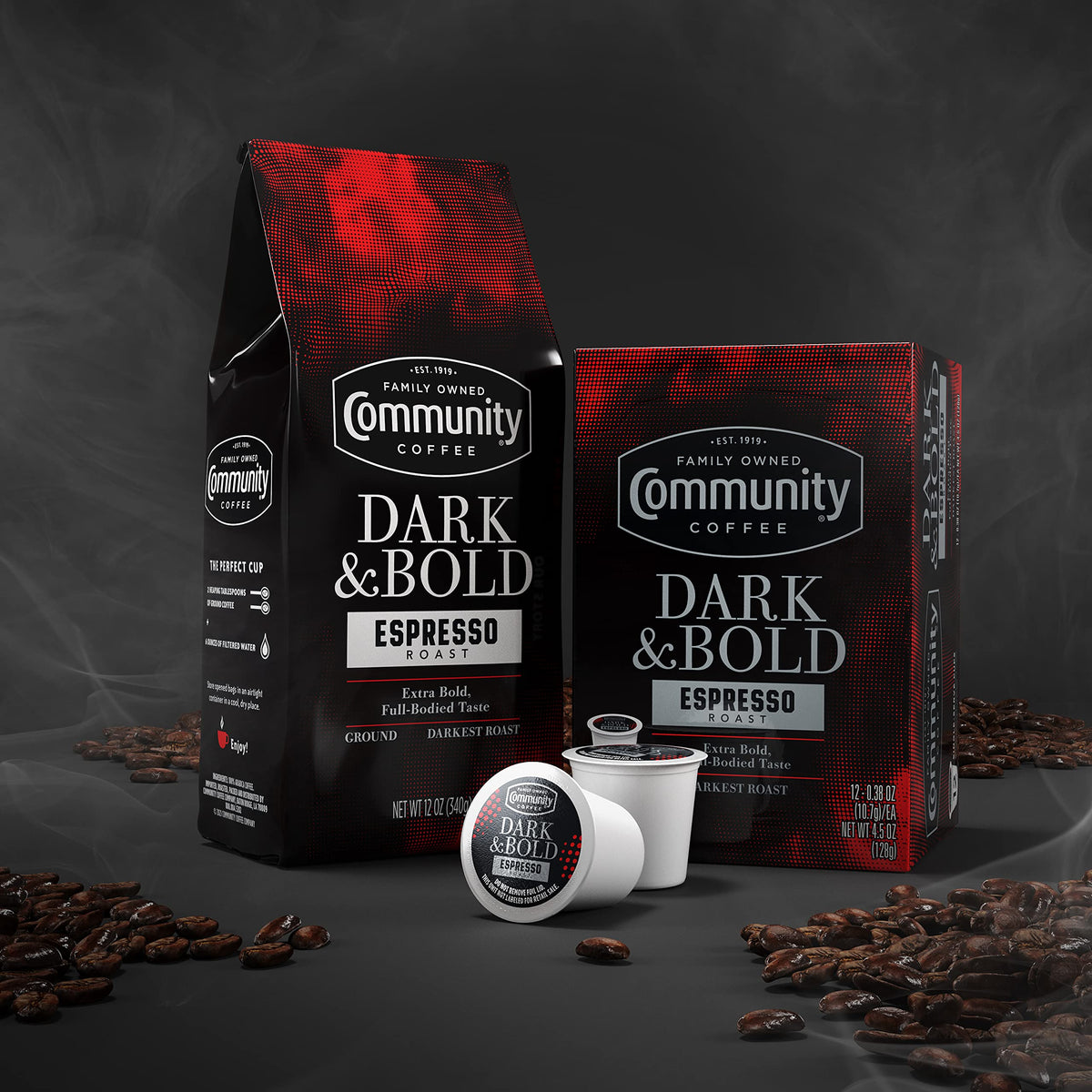 Community Coffee aroma-steam cup shot – inviting scent of bold espresso