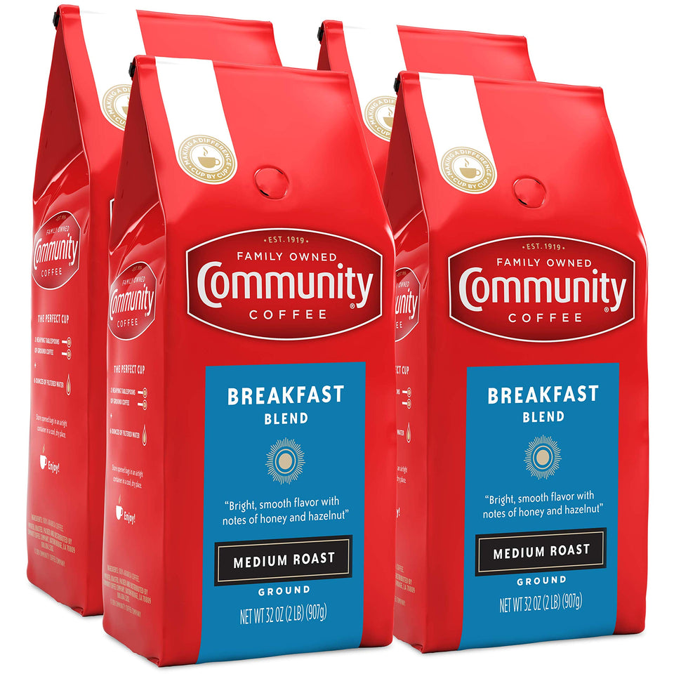 Community Coffee Breakfast Blend beans with rich aroma for a bright morning