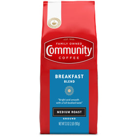 Community Coffee Breakfast Blend ground bag 32 oz front view for rich drip or pour-over brewing