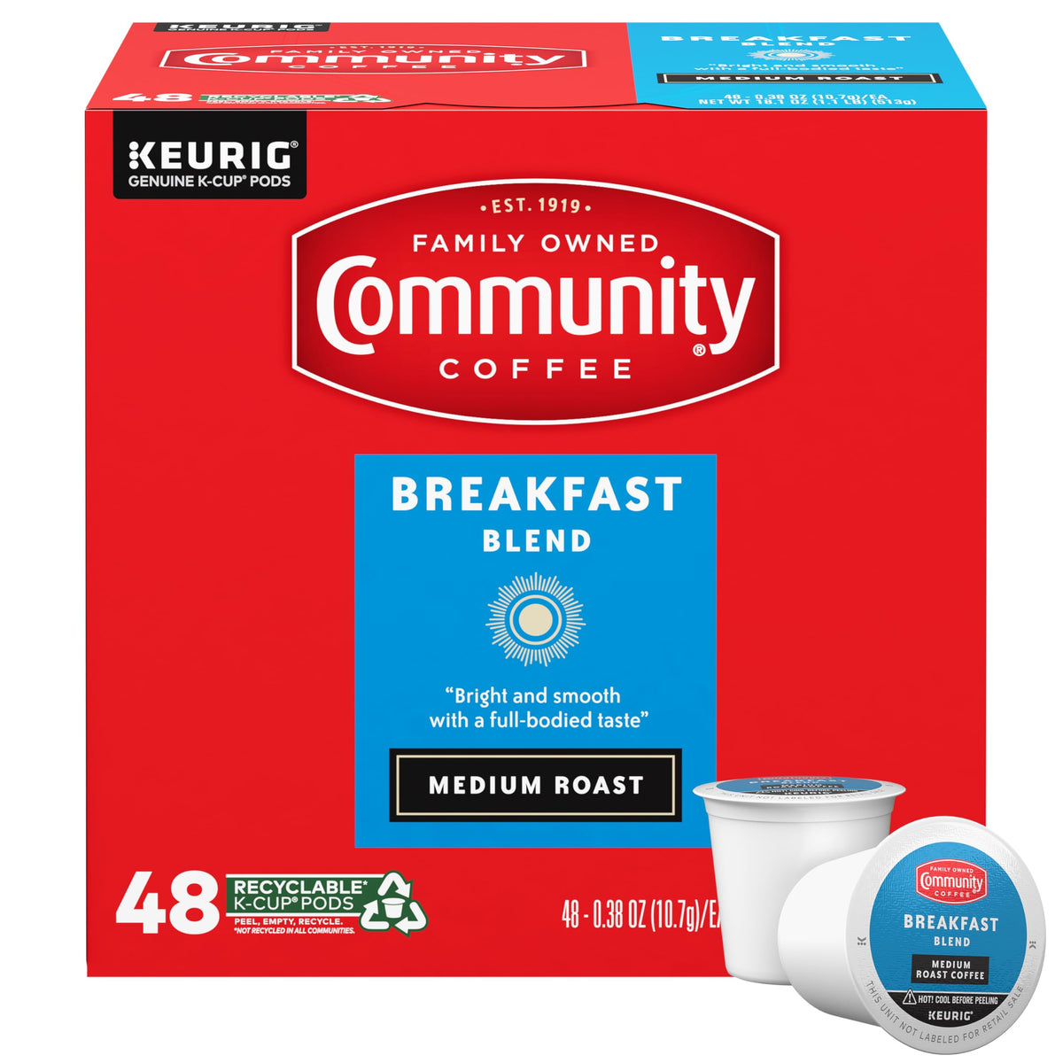 Community Coffee Breakfast Blend pod ready for a smooth morning cup