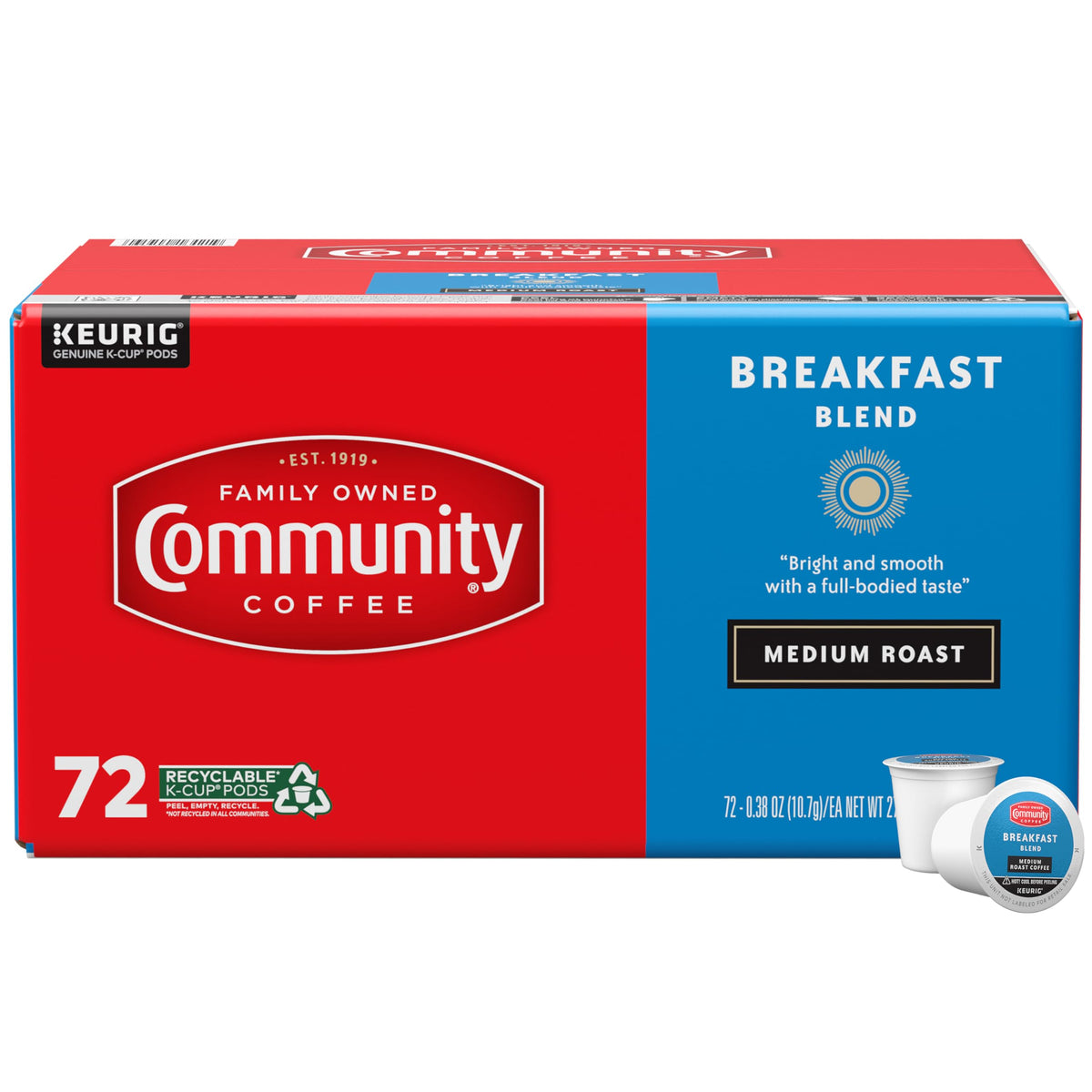Community Coffee Breakfast Blend pod ready for a quick morning brew.