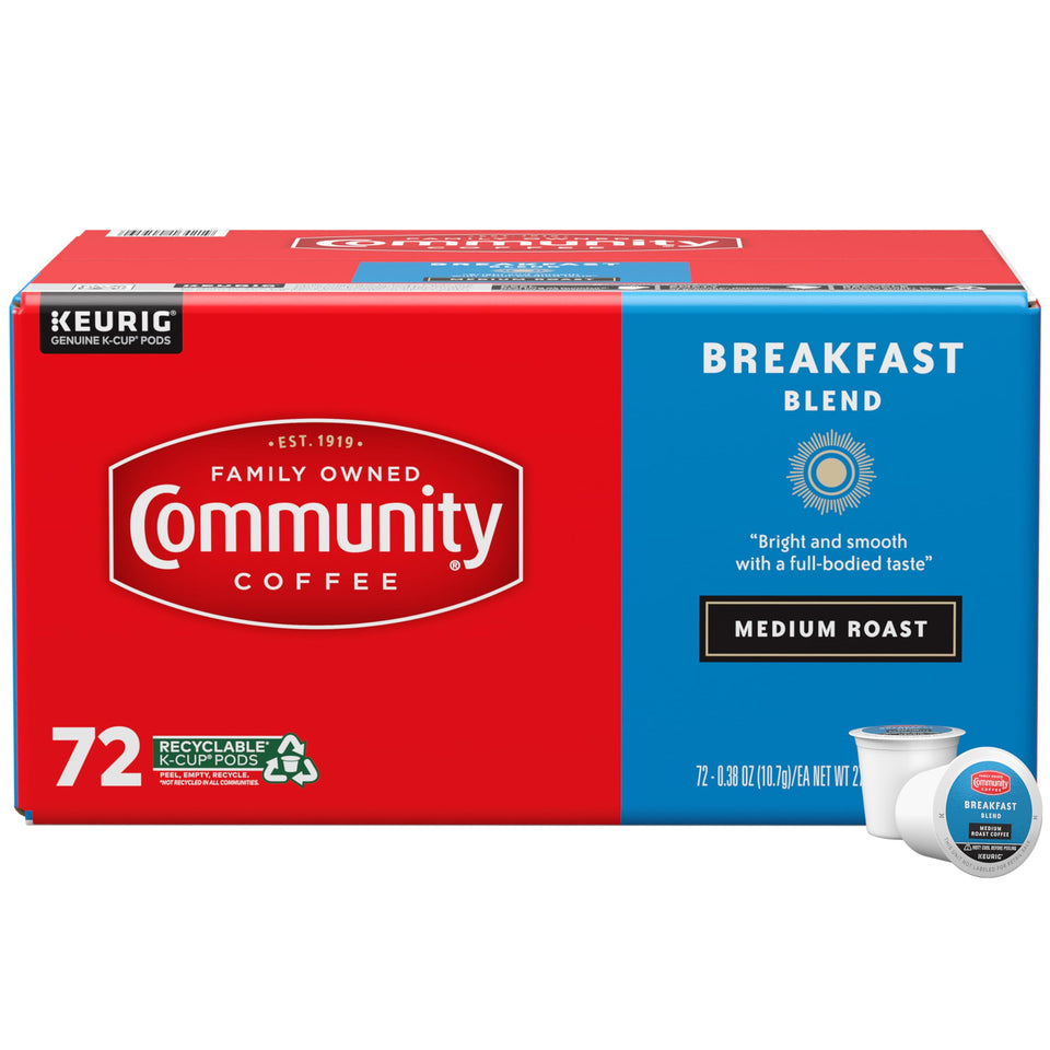 Community Coffee Breakfast Blend pod ready for a quick morning brew.