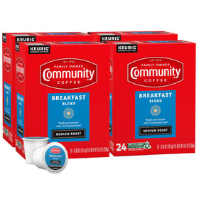 Community Coffee Breakfast Blend pods for quick, smooth morning brew