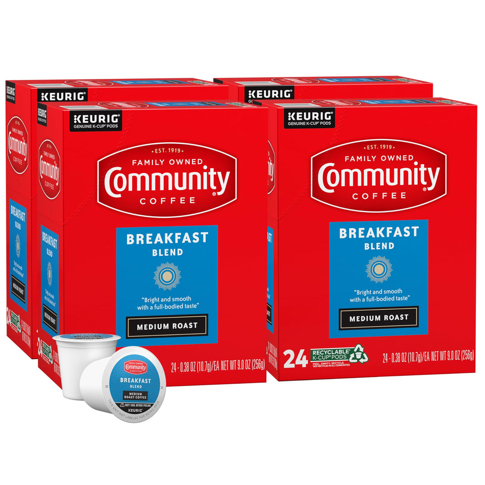 Community Coffee Breakfast Blend pods for quick, smooth morning brew