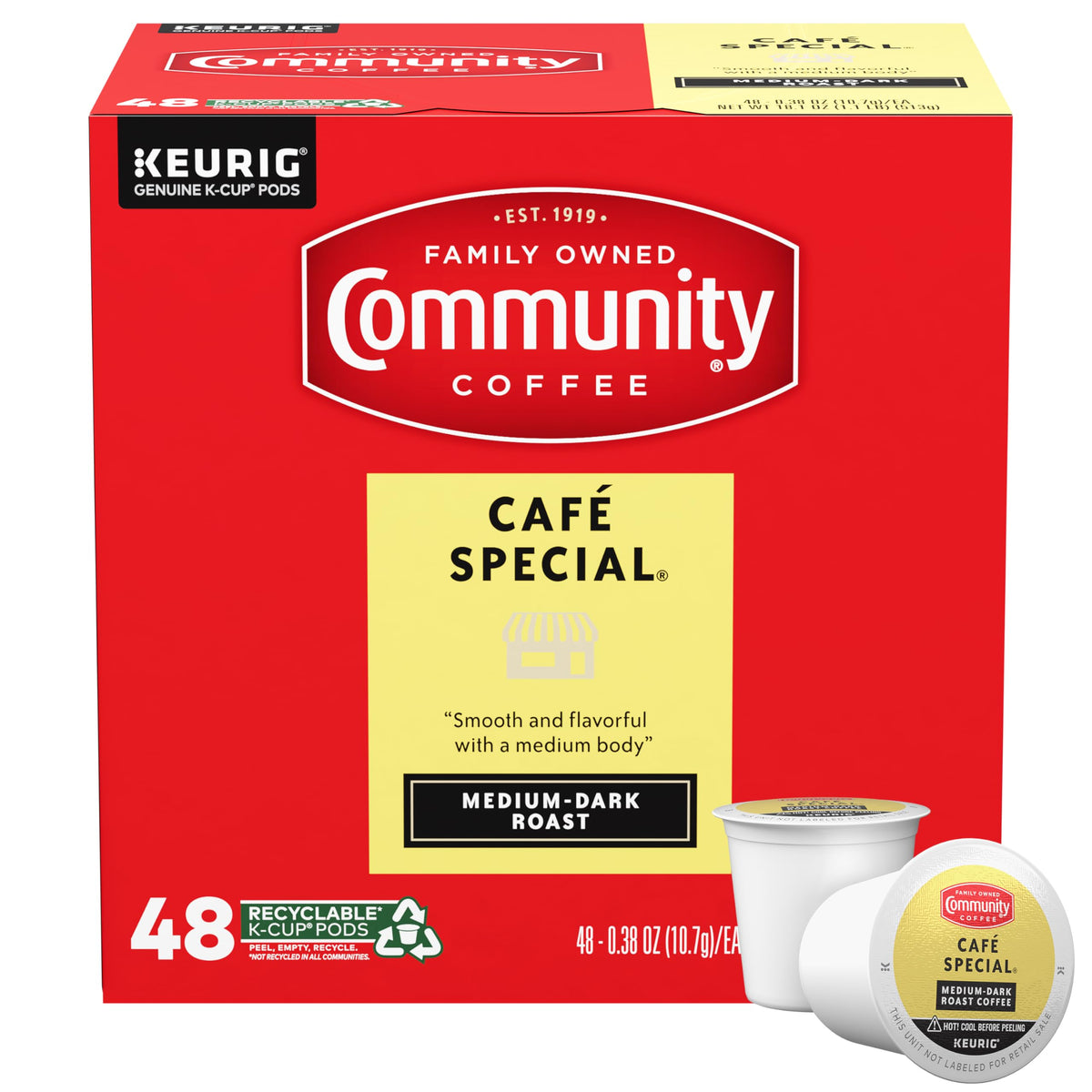 Community Coffee Café Special 48-count K-Cup pods for quick, café-quality mornings.