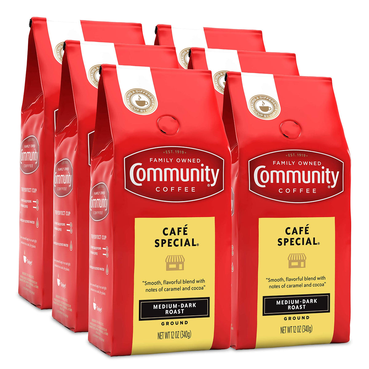 Community Coffee Café Special Blend 72 oz pack image, premium ground coffee for café-quality home brews.