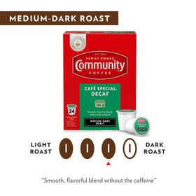 K-Cup box of Community Coffee Cafe Special Decaf 12-count pods