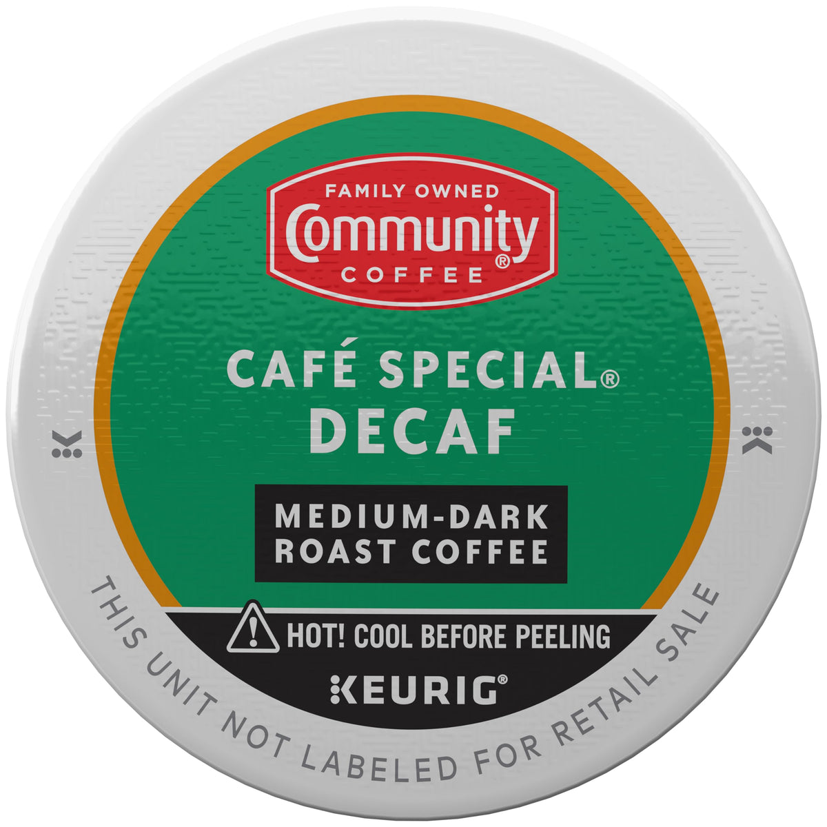 Community Coffee Café Special Decaf pod pile ready for convenient, caffeine-free enjoyment.