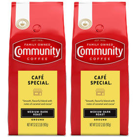 Community Coffee Cafe Special ground coffee pack ideal for balanced drip flavor at home.