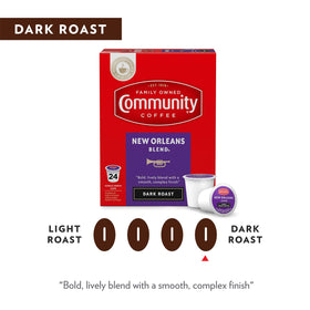 Community Coffee chicory free label signaling smooth taste.