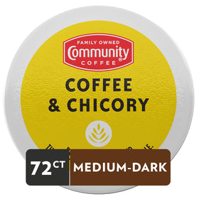 Closeup of coffee-chicory pods highlighting bold aroma and smooth finish.