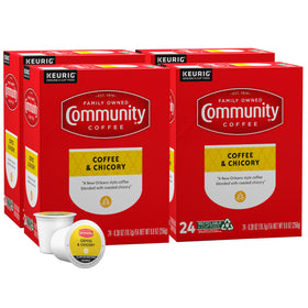 Community Coffee coffee-chicory pods in a 4-pack, ideal for quick mornings