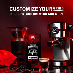 Aromatic cup of Community Coffee Dark & Bold Espresso to start the day.