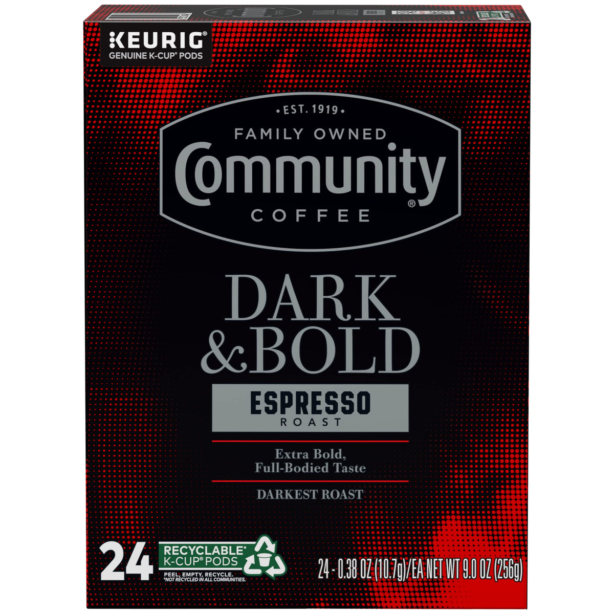 Keurig 2.0 compatible Community Coffee pods brewing a fast cup.