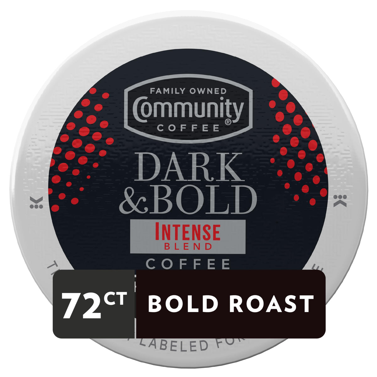 Community Coffee Dark & Bold Intense 72-count pack in six-box set for easy refills