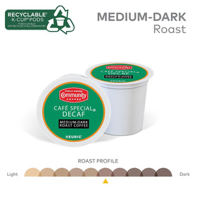 Evening-ready decaf moment from Community Coffee for relaxed sipping.
