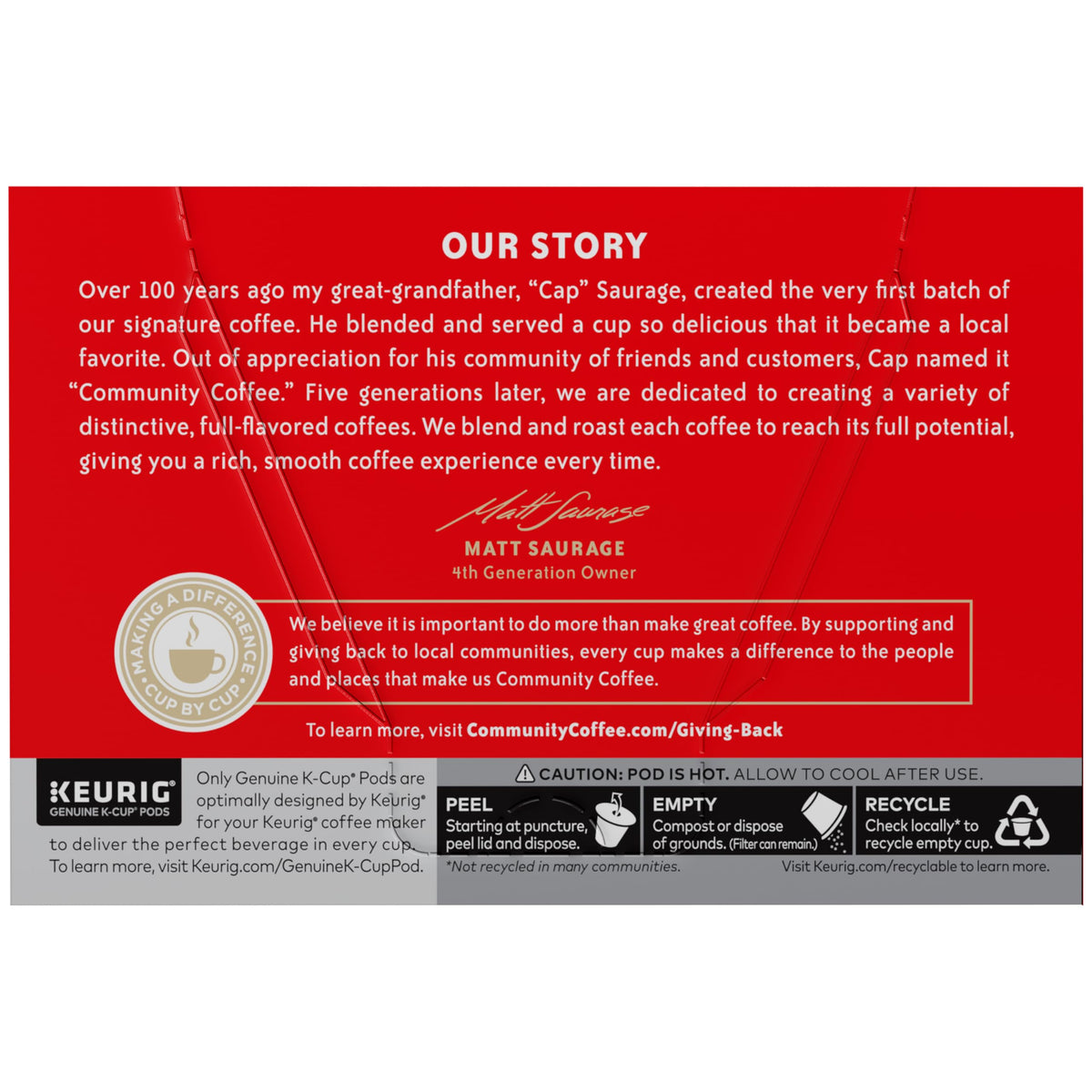 Whole beans closeup reveals honey and brown sugar notes in a balanced roast.