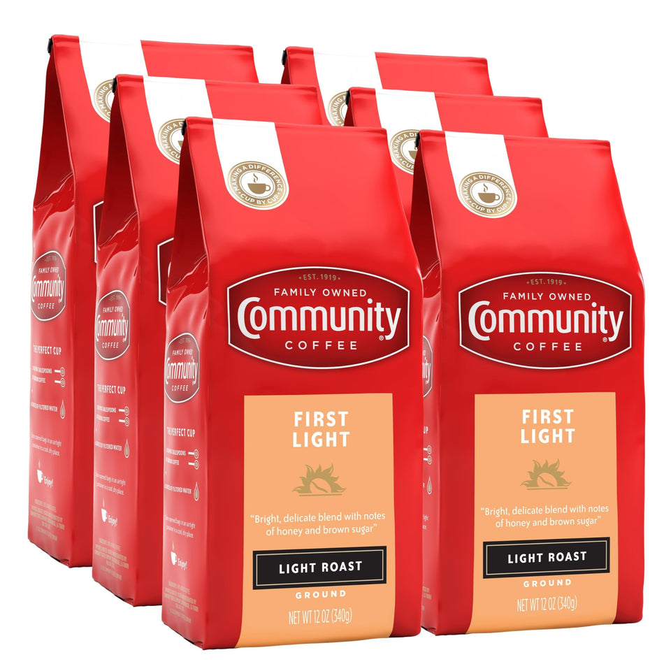 Community Coffee First Light 72-ounce bag ready for everyday mornings.