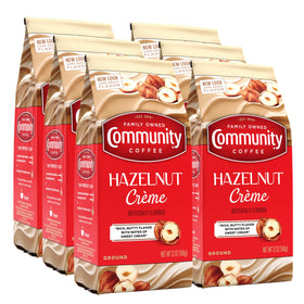 Community Coffee Hazelnut Creme ground coffee bags show rich aroma and versatile brewing