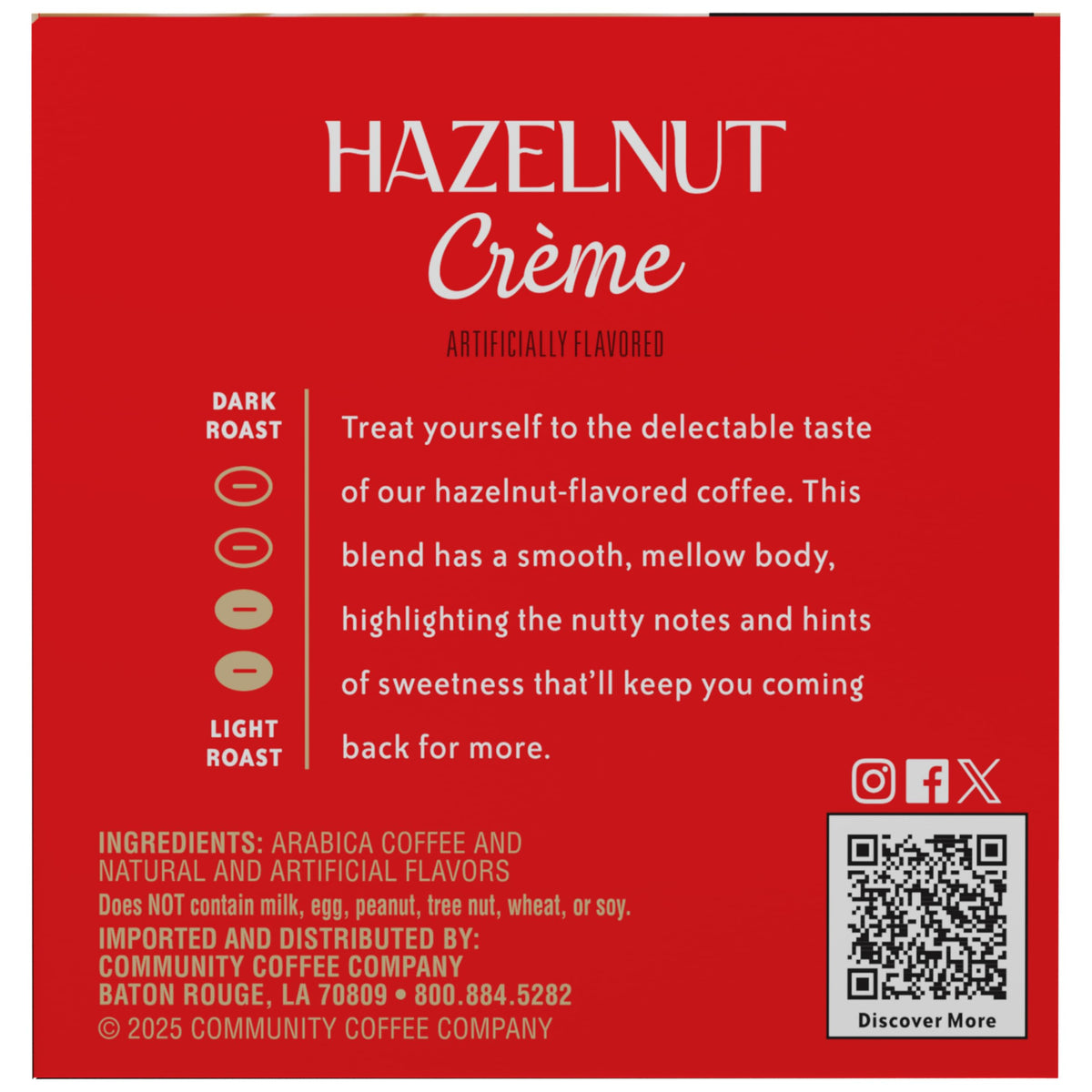 K-Cups close-up of Community Coffee Hazelnut Creme aroma and roast