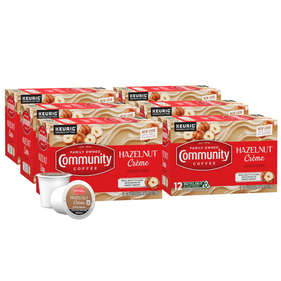 Community Coffee Hazelnut Creme K-Cups pack six ready to brew