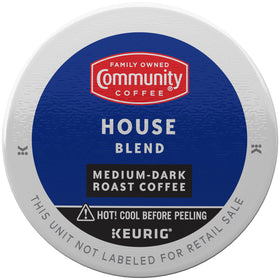 Community Coffee House Blend K-Cup pods ready for Keurig brewers.