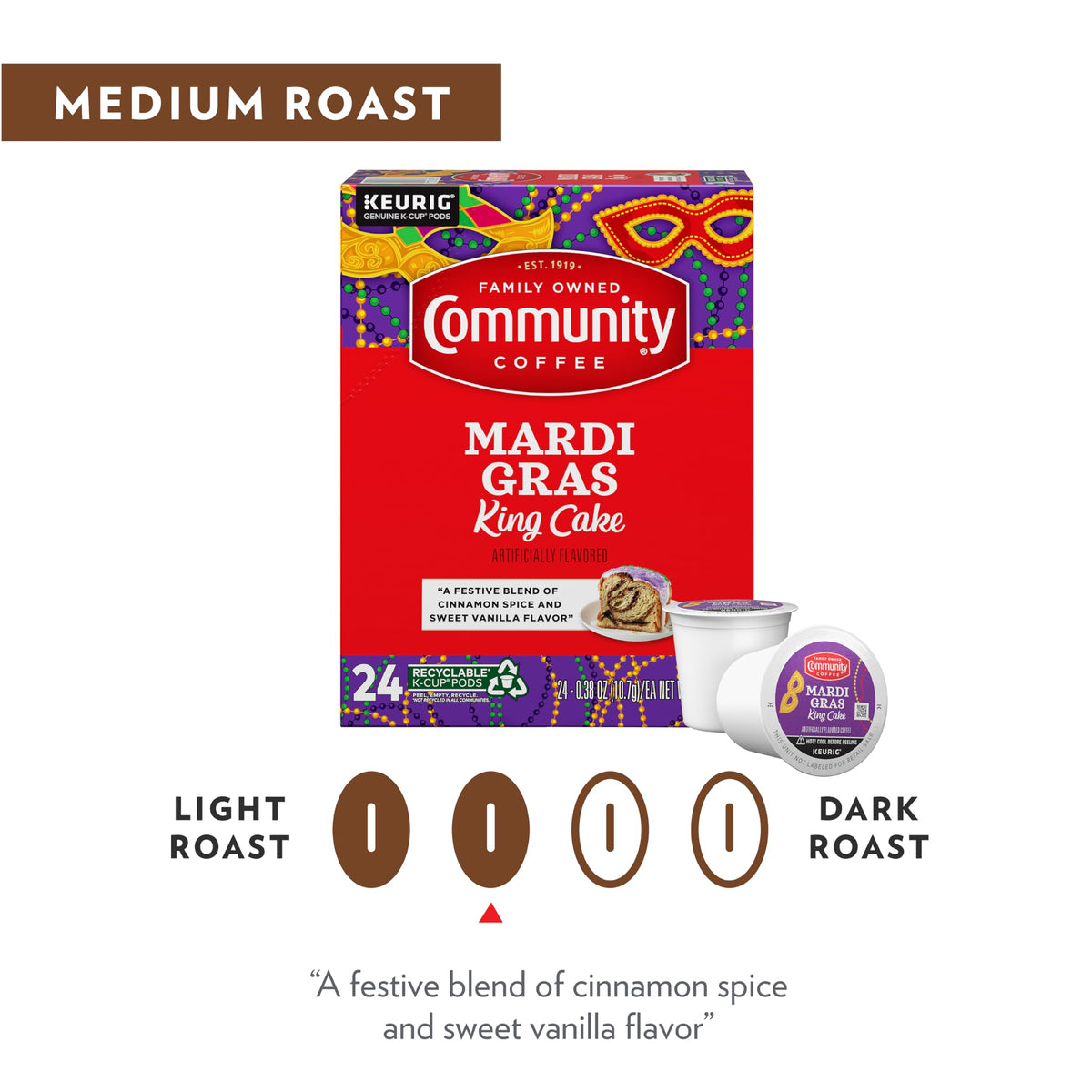 Community Coffee Keurig 2.0 compatible pods ready for fast brewing.