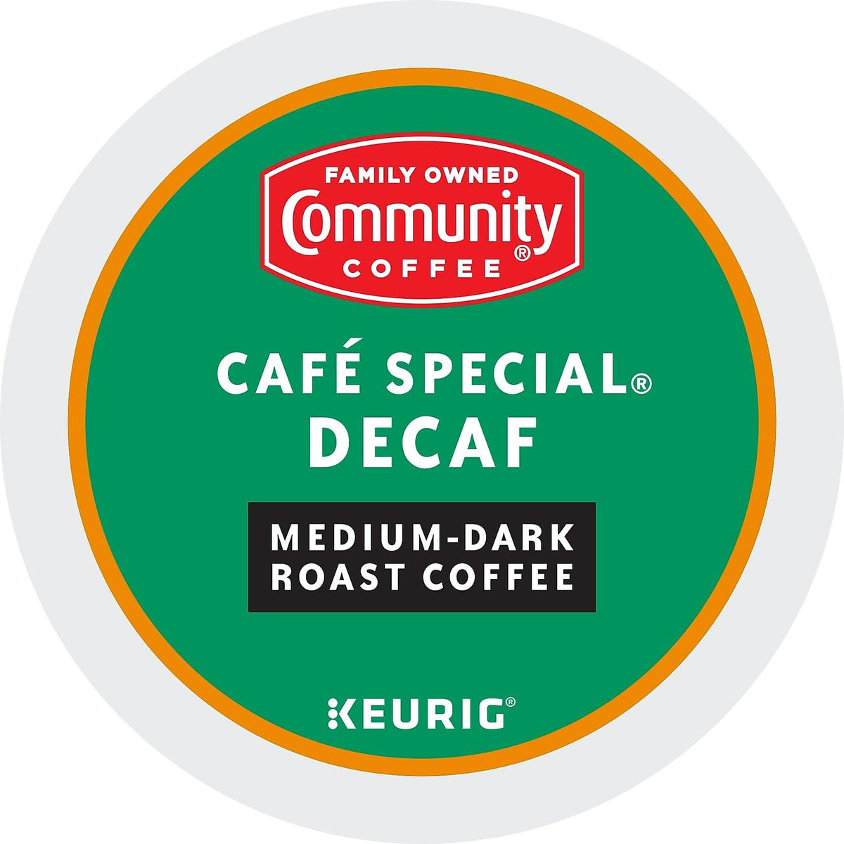 Community Coffee Cafe Special Decaf pods compatible with Keurig 2.0 brewers.