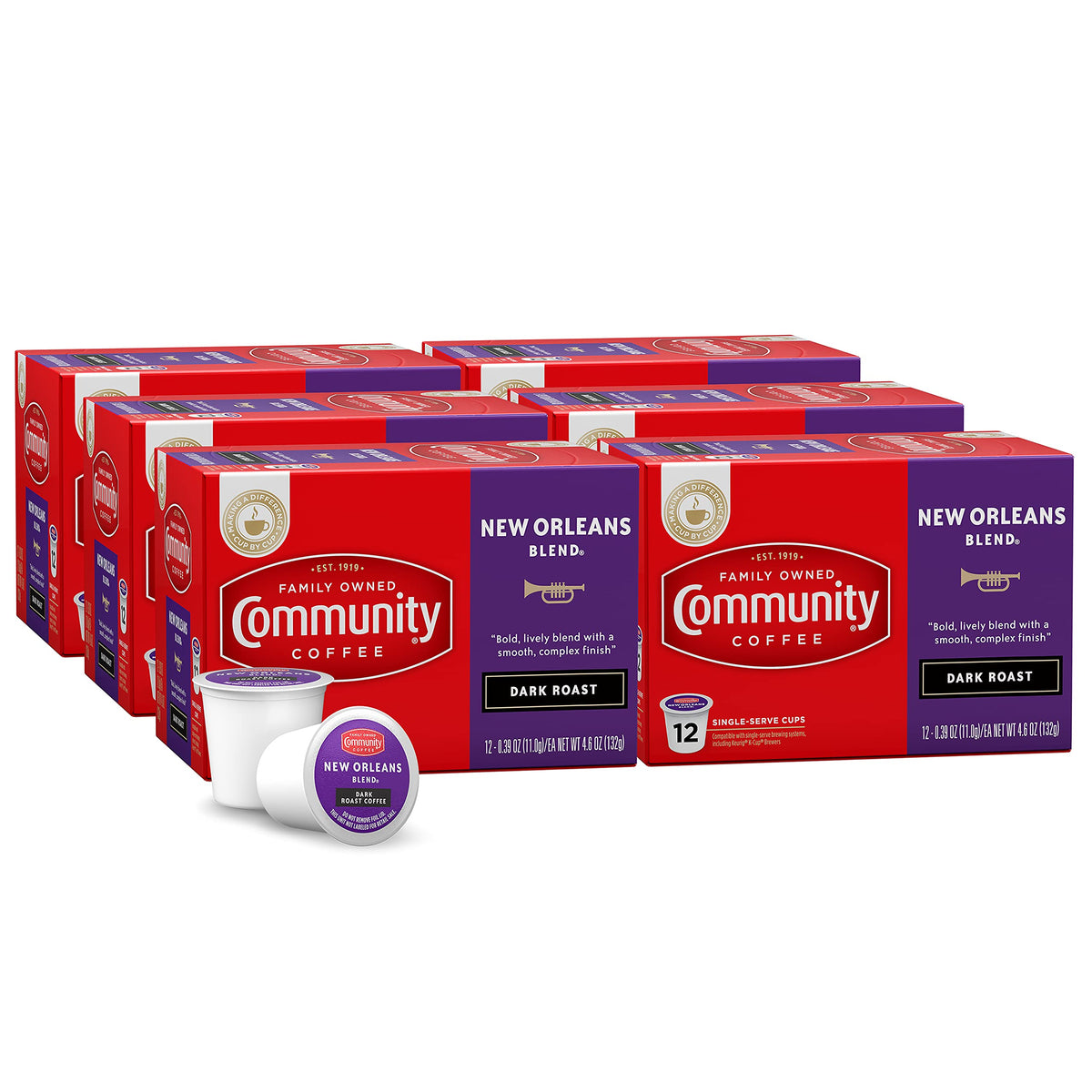 Community Coffee New Orleans Blend 72-pod pack for quick, bold mornings.