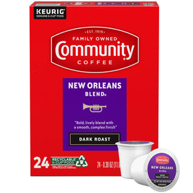 Community Coffee New Orleans Blend pods ready for a bold morning brew.