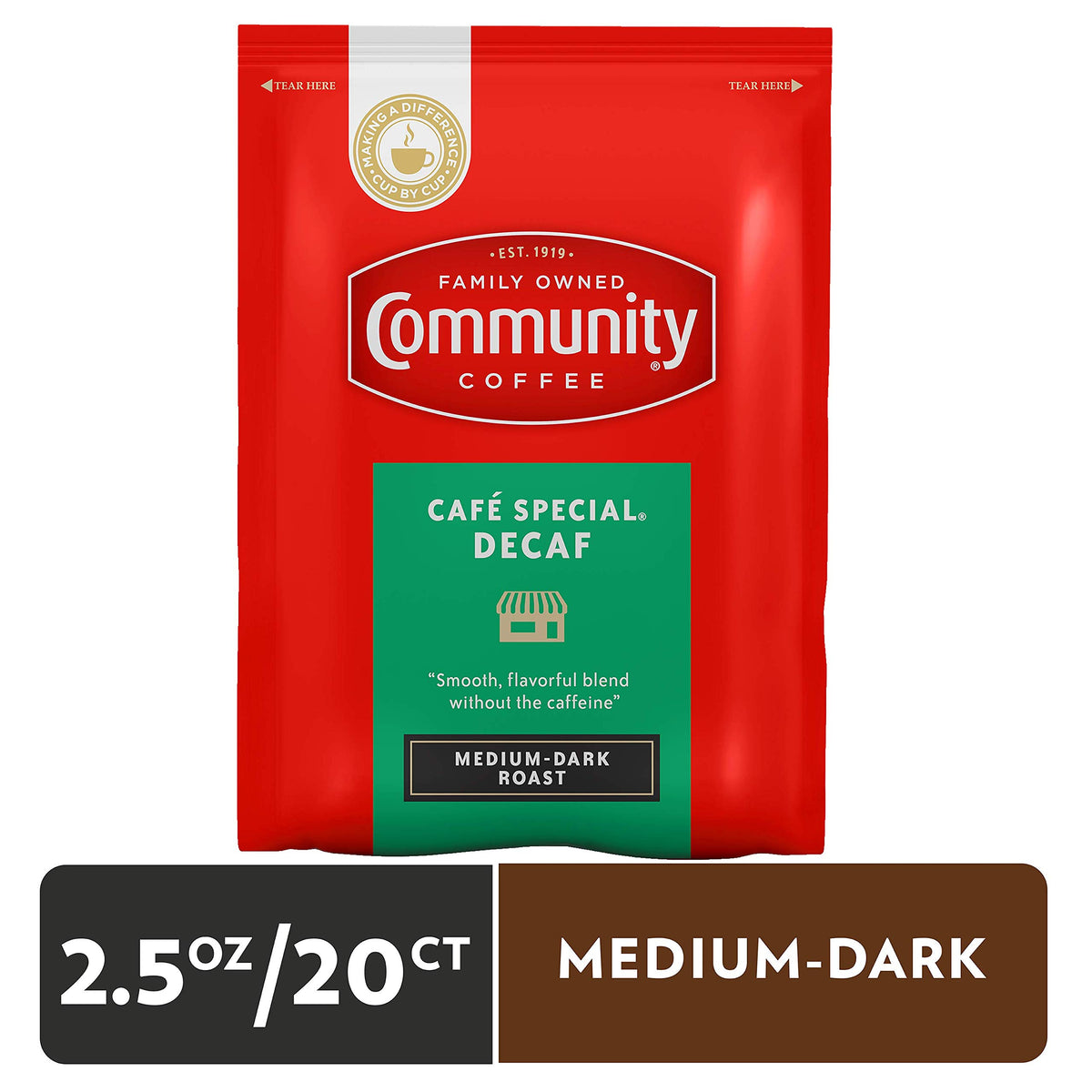 Community Coffee premeasured-packs simplify single-pot brewing for consistent flavor.