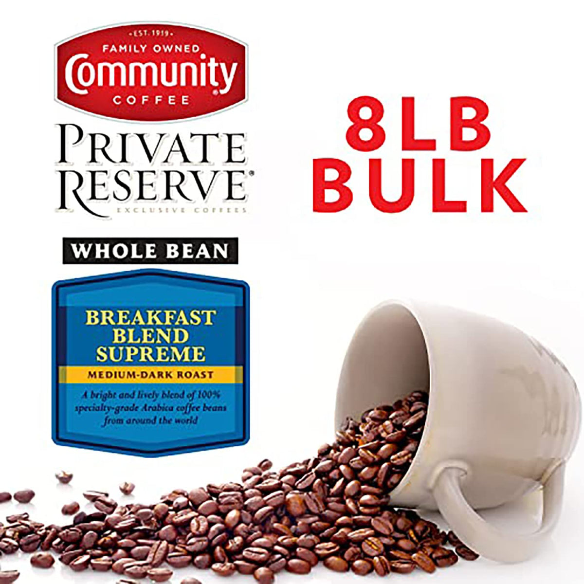 Community Coffee Private Reserve Breakfast Blend Supreme four 32 oz bags ideal for bulk mornings